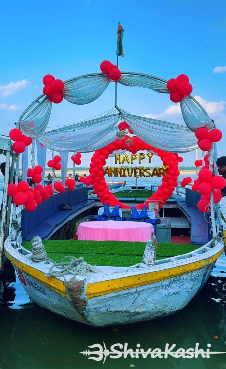 Night romantic boat Varanasi proposal setup Night romantic boat Varanasi proposal setup
