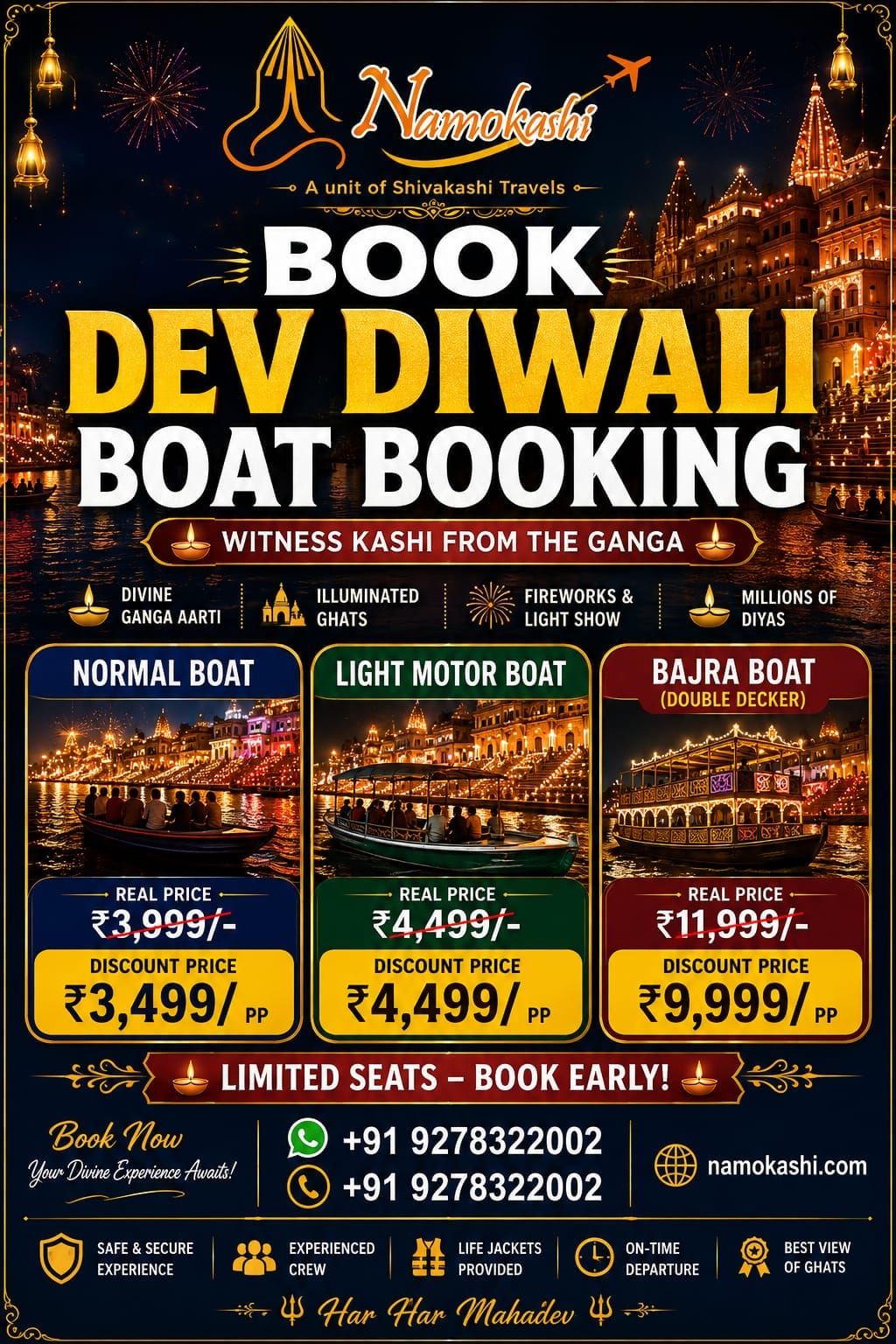 Dev Diwali Private Bajra Boat — Varanasi Varanasi Ganga